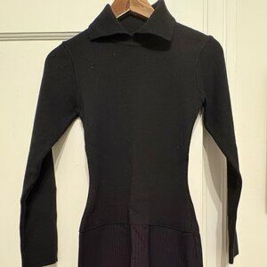 Amaya Arzuaga Black Knit Dress with Asymmetrical Hem